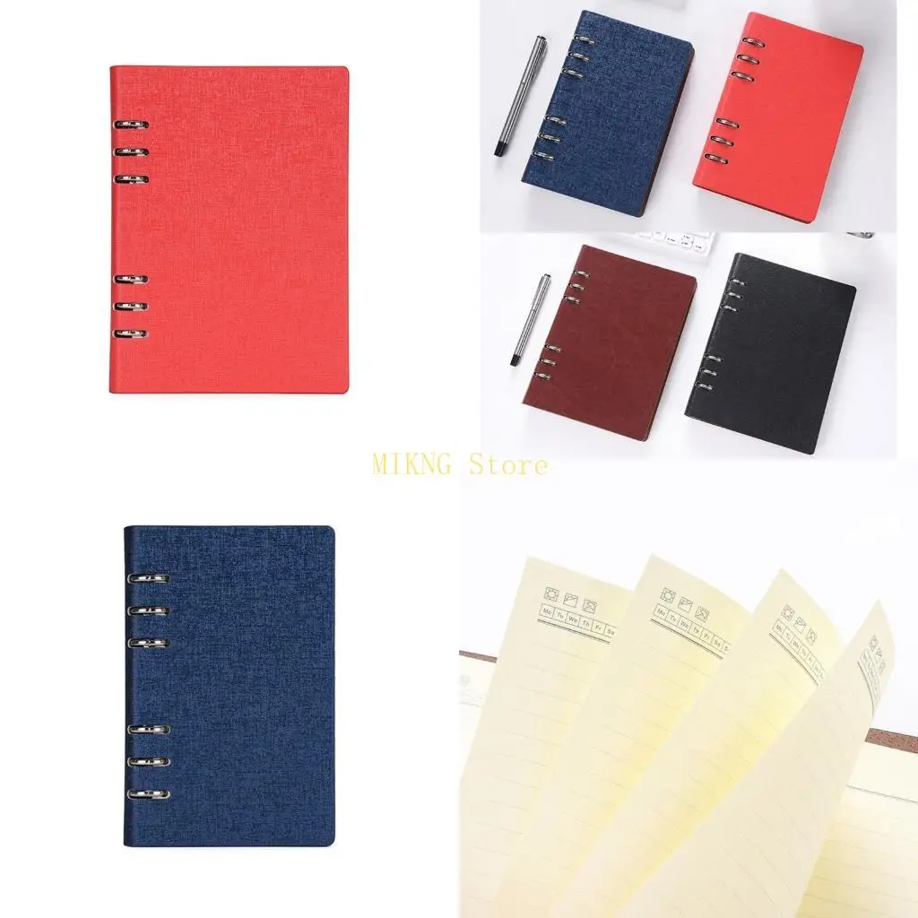 

PU Notebook Notepad Loose-leaf Diary Business Journal Planner Agenda Note Book Binder 6 Holes Office best sale