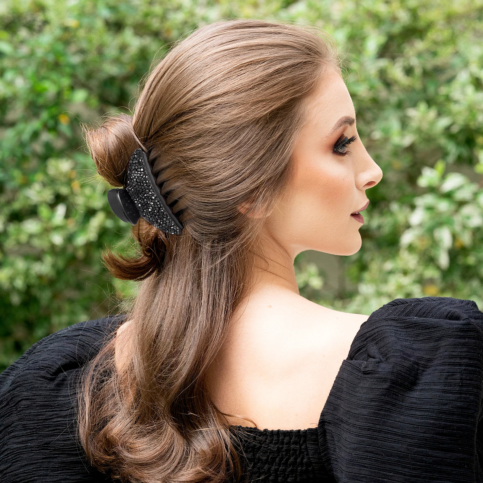 

2 Pcs Classic Style Diamond Resin Hairpin Girls Cute Clips for Women Claw Fancy