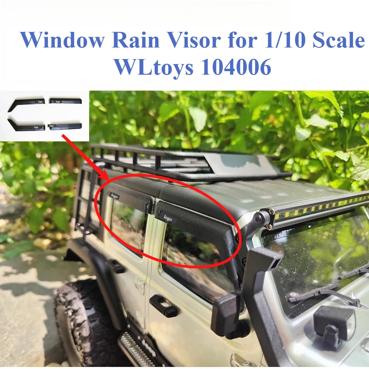 Custom Size Window Rain Visor Decor Parts for 1/10 Scale WLtoys 104006 RC Off‑Road Crawler Window Guard Upgrade Mod Accessories