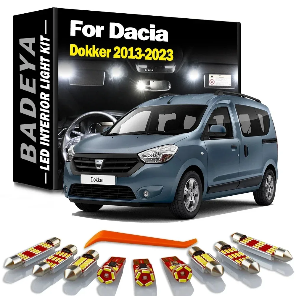 BADEYA 11 sztuk dla Dacia Dokker 2013-2017 2018 2019 2020 2021 2022 2023 Canbus LED Interior Reading Light Kit Akcesoria
