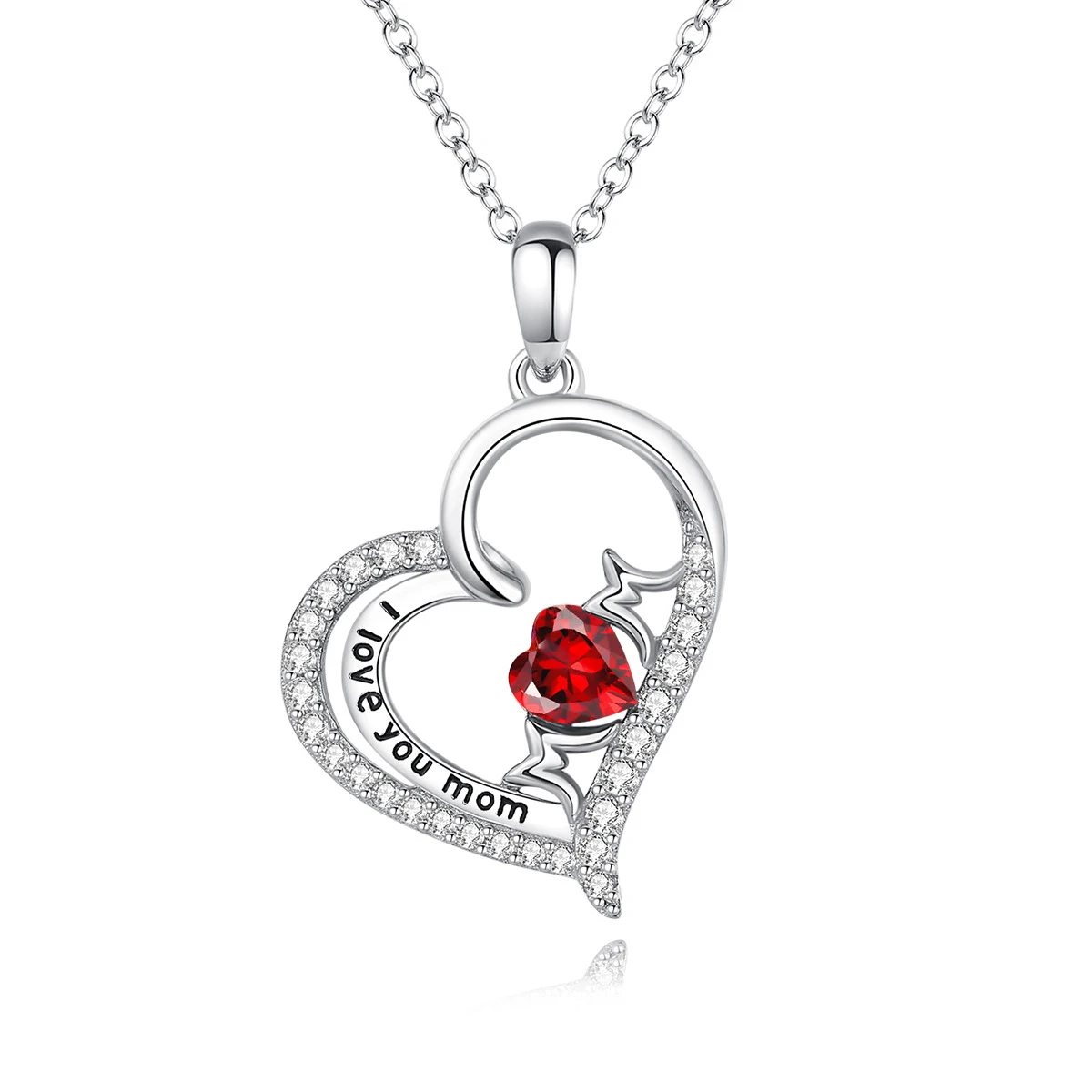 Mom Necklace with Heart Pendant and 