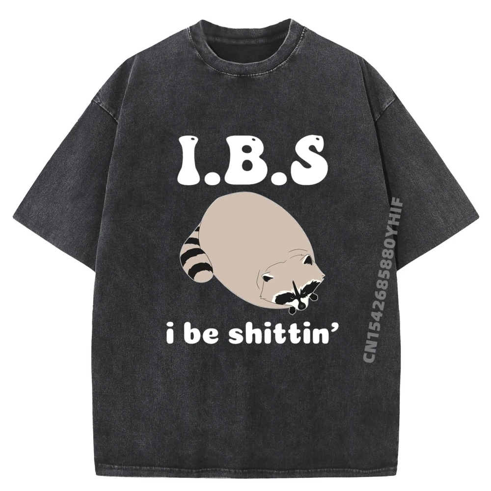

Mens Printed Tshirt IBS I Be Shittin Raccoon Men Tees Graphic Shirt Mens Casual Tee Shirts Loose Washed Clothes