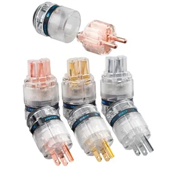 Red Copper DIY HiFi Audio Adapter Power Plug Cord Transparent Shell C13 IEC Connector US & EU Version
