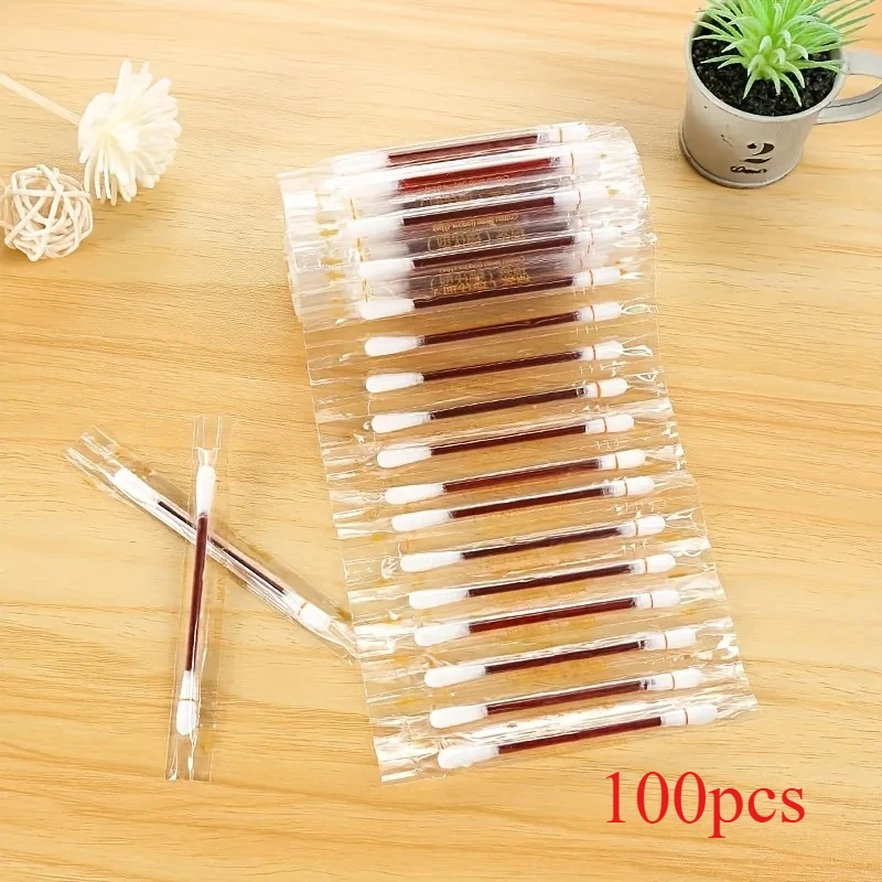 Hisopos de Algodón Desechables con Alcohol e Iodine, 50/100 Unidades, Hisopos Portátiles para Limpieza Diaria de la Piel e Higiene