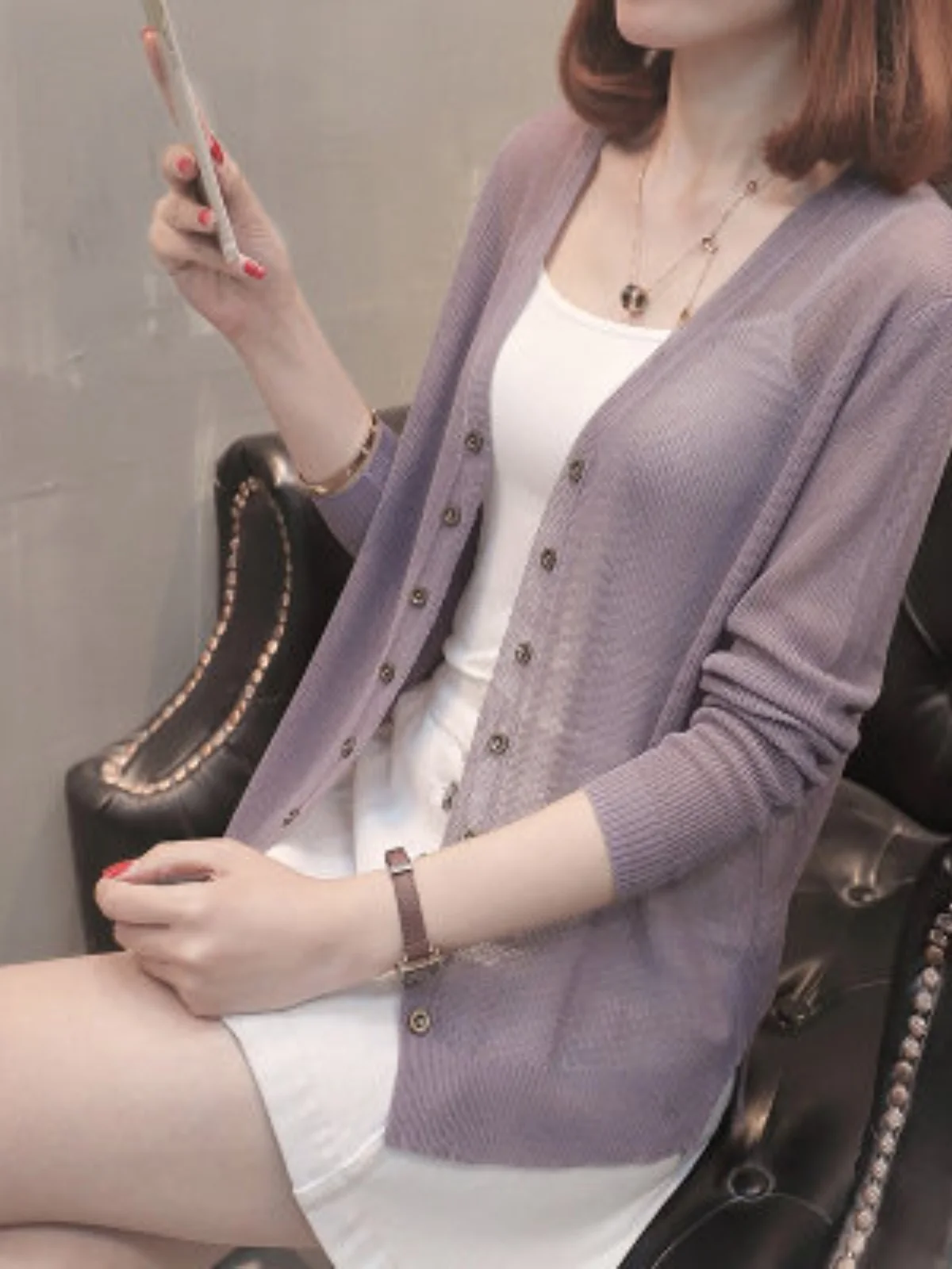 

Women's Ice Silk Knitted Cardigan Summer New Sle Thin Outerwear ort Loose Open Front Sun Protection irt Korean Sle V-...