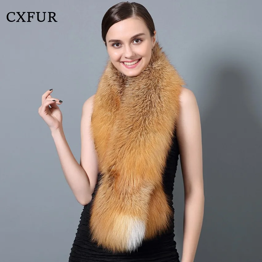 Natural Color Luxury Winter Warm Women Neck Real Fox Fur Scarf CX-S-28D