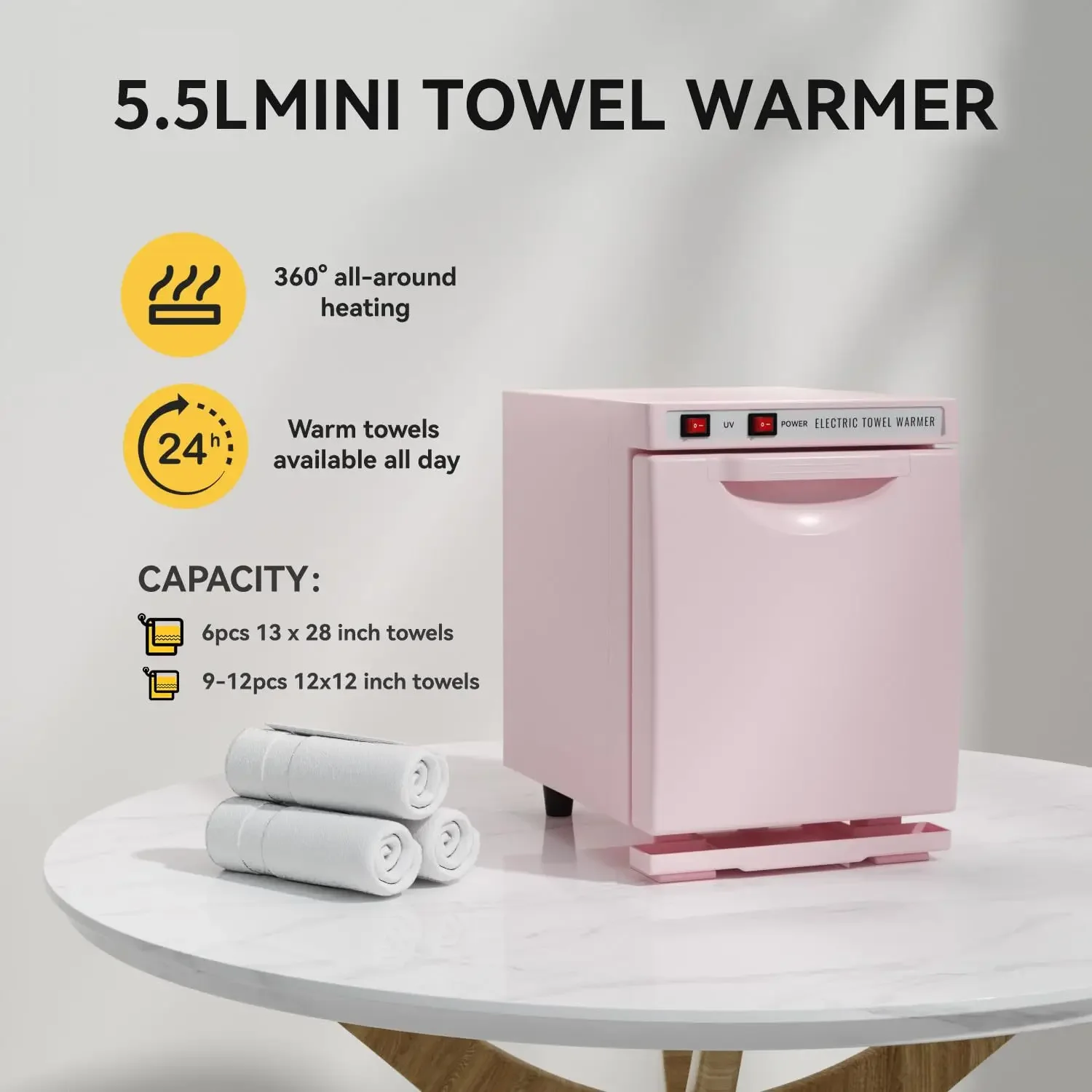 Portable Hair Beauty Salon Pink 5.5 L MINI Towel High Temperature Machine Heated Towel Cabinet Warmer For Facial Spa Hair