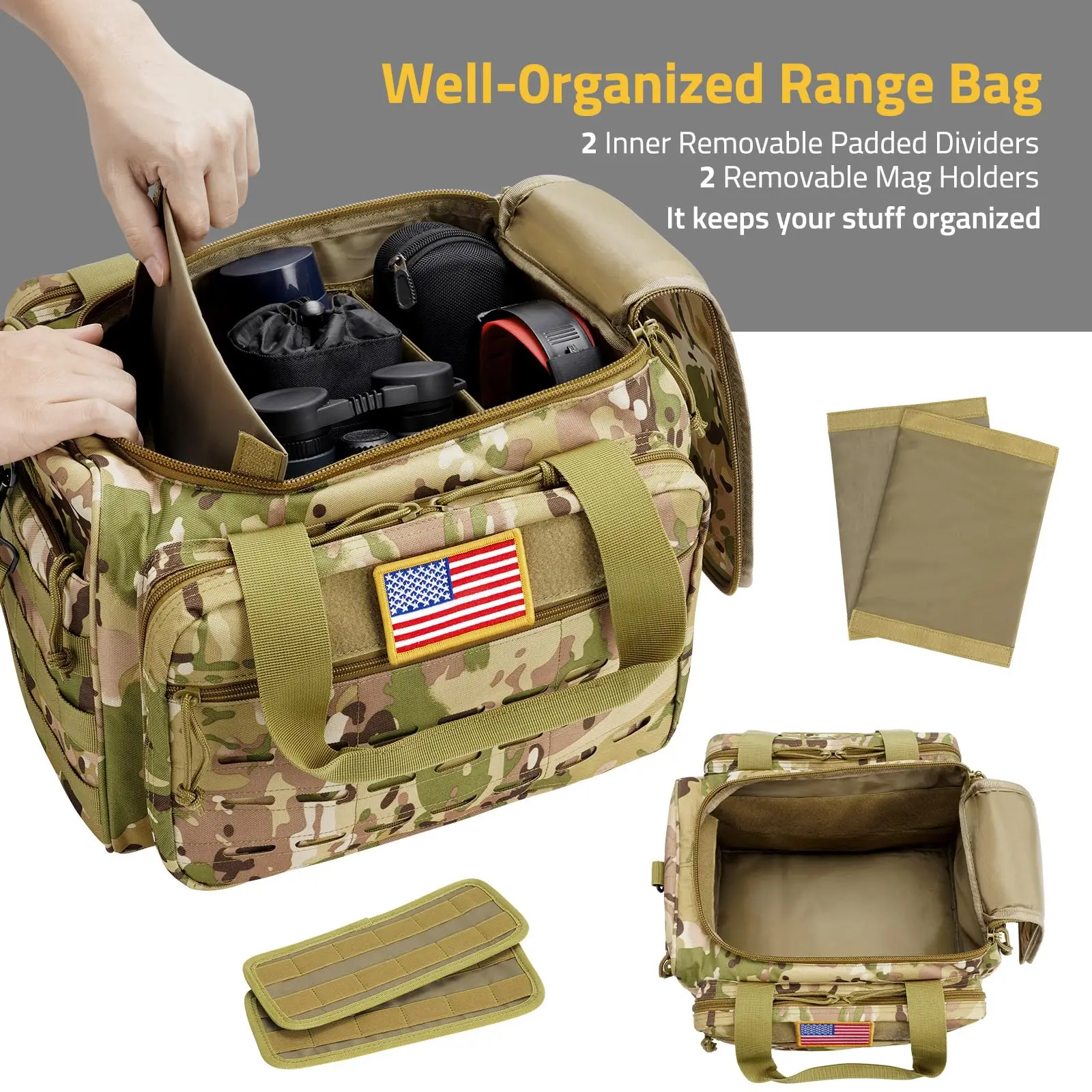 CVLIFE Tactical Gun Range Bag Pistol Shooting Duffle Handguns Case Bag Lockable Zipper Shooting Outdoor Hunting