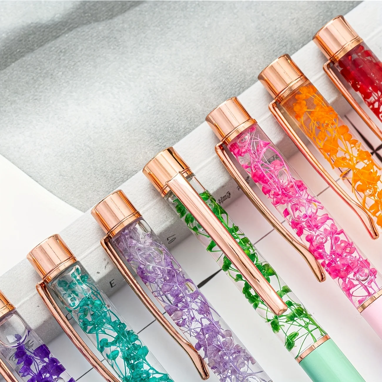 أقلام زهور مجففة منتشرة بالزيت من Creative DIY، بالجملة بالجملة، أقلام التحكم في حركة المرور الجوية، أقلام حبر جاف للإعلان، طلب خاص