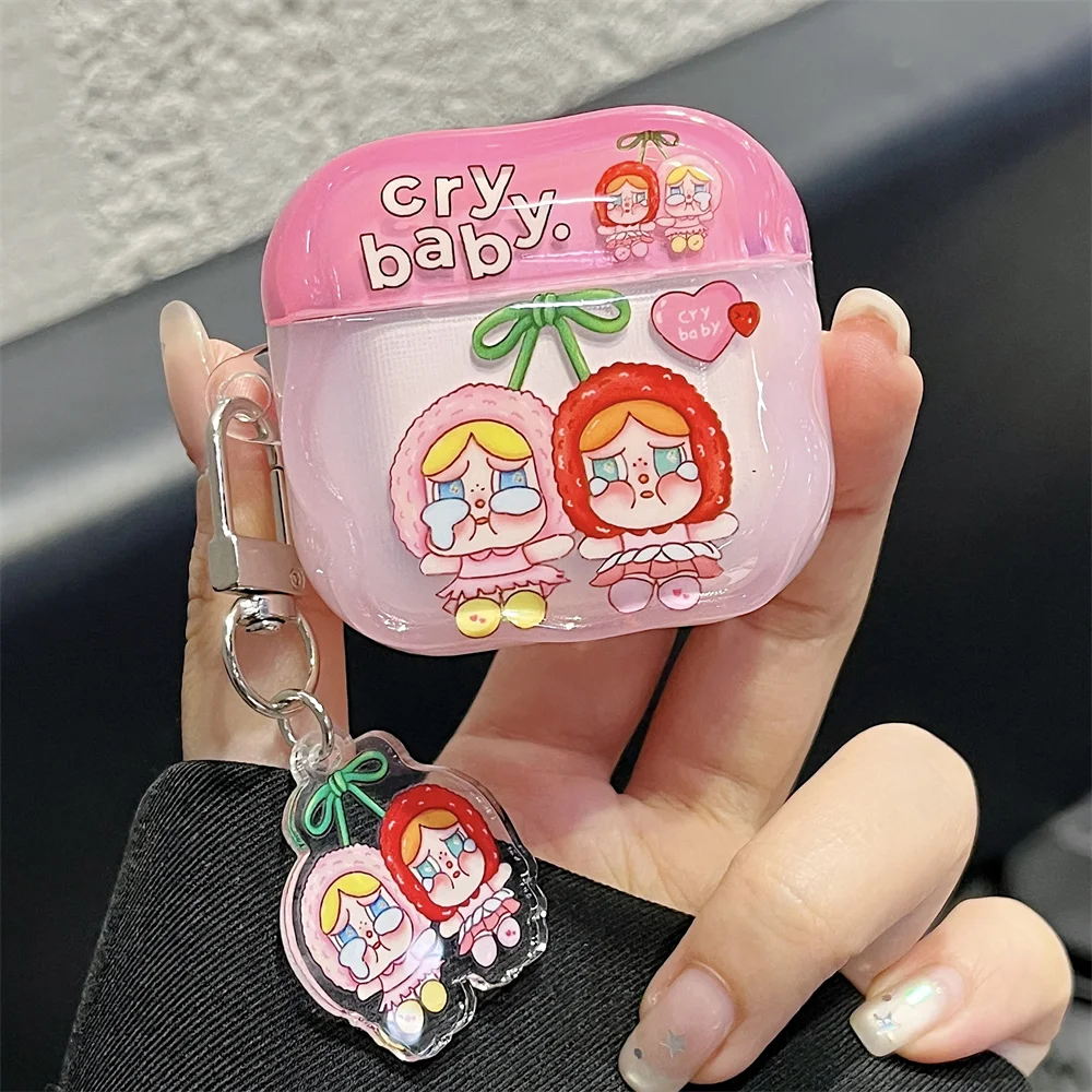 

Kawaii Cartoon Cherry Girl Headphone Case with charm For Airpod 4 3 Pro 2 Cover Cute Earphone Protective Cases For Airpods pro 2