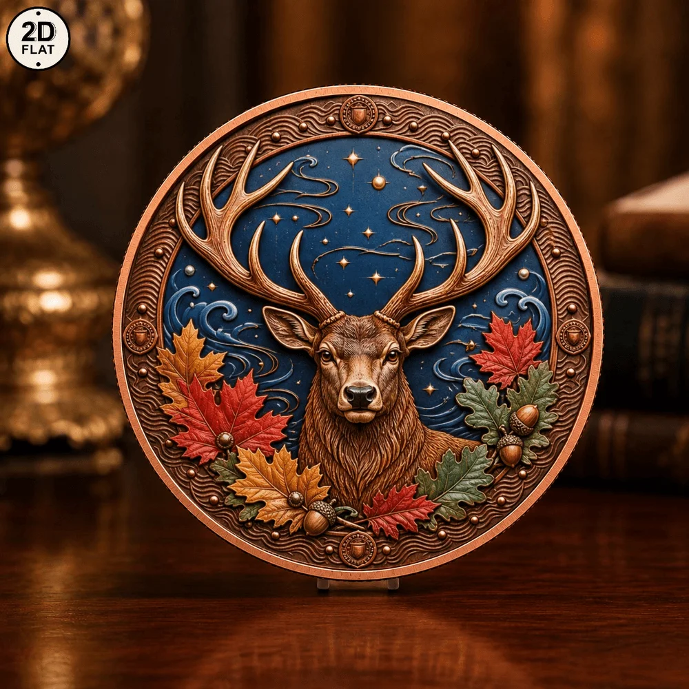 1pc 1 OZ .999 Fine Copper Vintage Mystic Elk Stag Collectible Coin Forest Stag Deer Commemorative Medal Gifts for Wildlife Fans