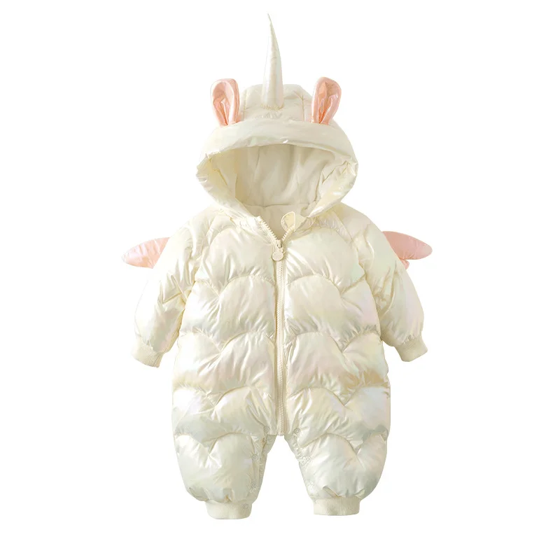 Newborn Baby Boy Girl Cotton-padded Unicorn Jumpsuit Coat Infant Toddler Long Sleeve Hooded Romper Winter Baby Clothes 3M-12M