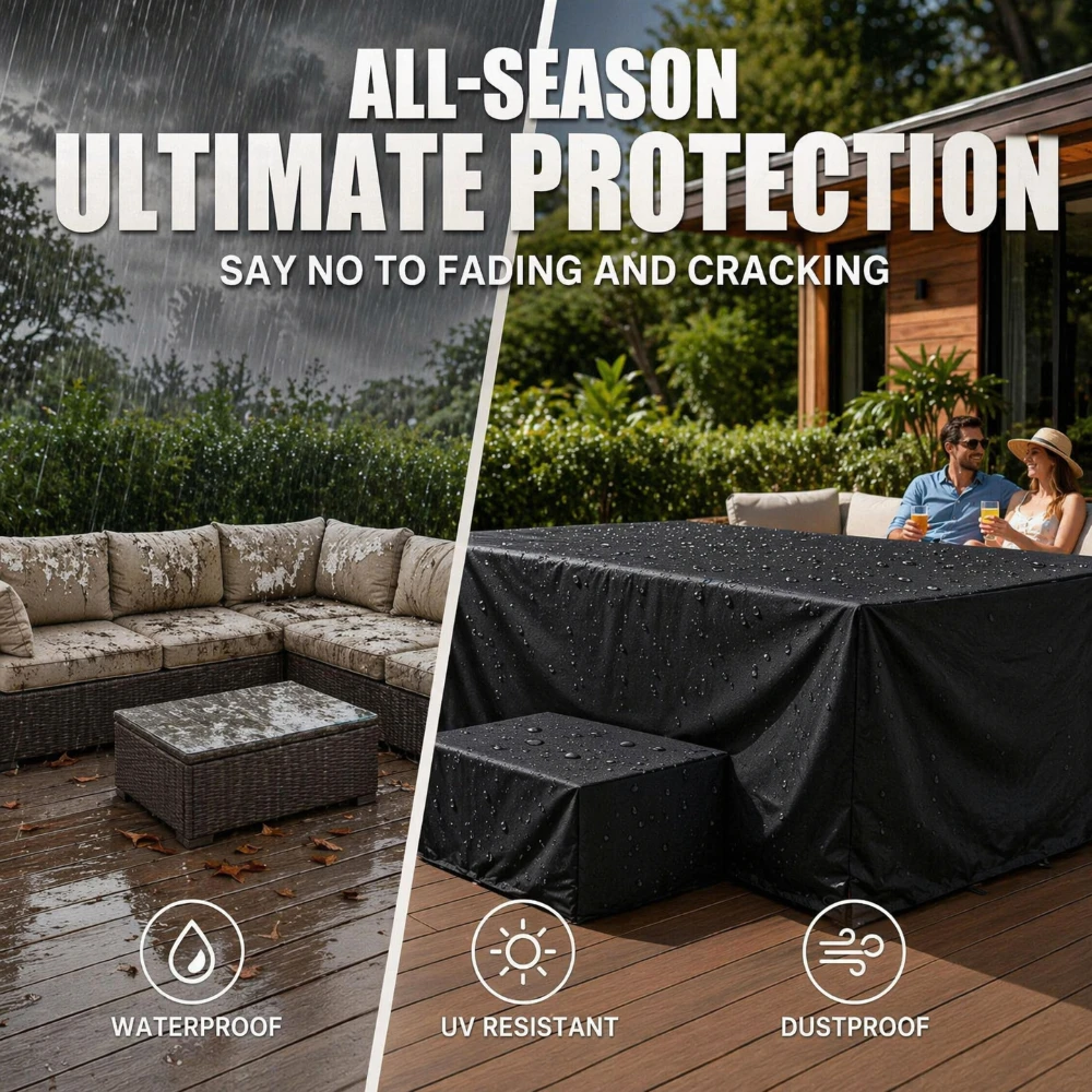 210D Wasserdichte Staubdichte Universelle Outdoor-Möbelabdeckung für Terrasse und Garten in Allen Größen Erhältlich – Detail 6
