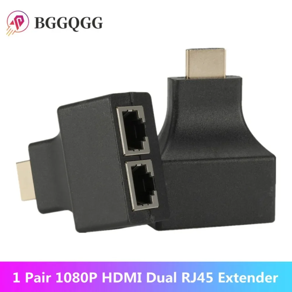 

1080P HDMI-Comaptible Extender Dual RJ45 CAT5E CAT6 UTP LAN Ethernet HD Extender Repeater Adapter Extension To 30m for HDTV HDPC