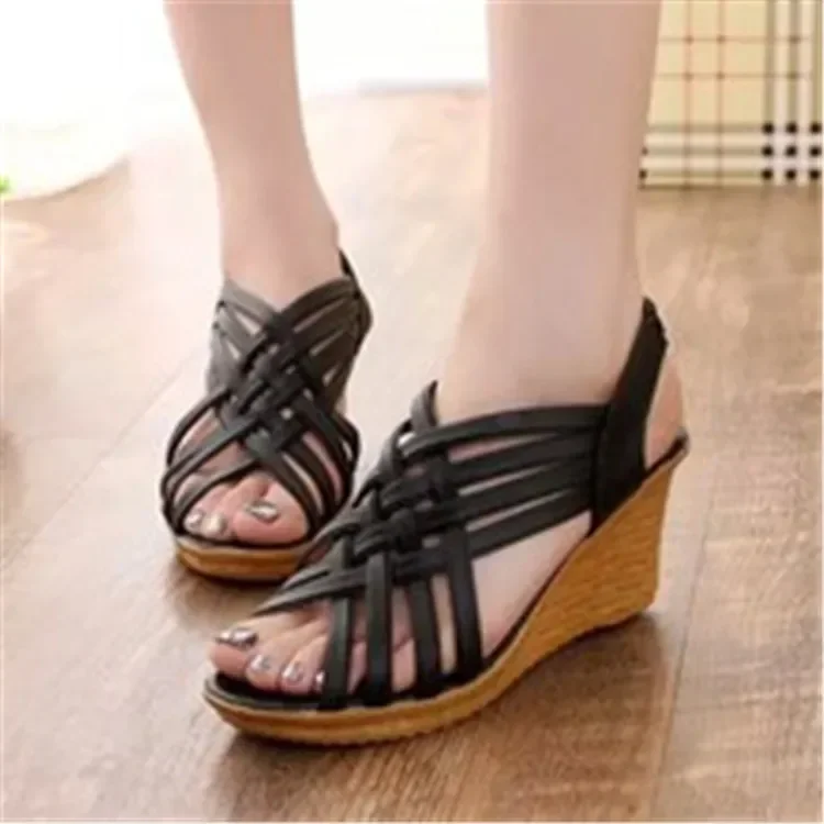 

Hot Sale Spring Summer Women's Fish Mouth Sandals Hollow Out Wedge Heels Large Size 35-44 Platform Beach Shoes sandals 2025