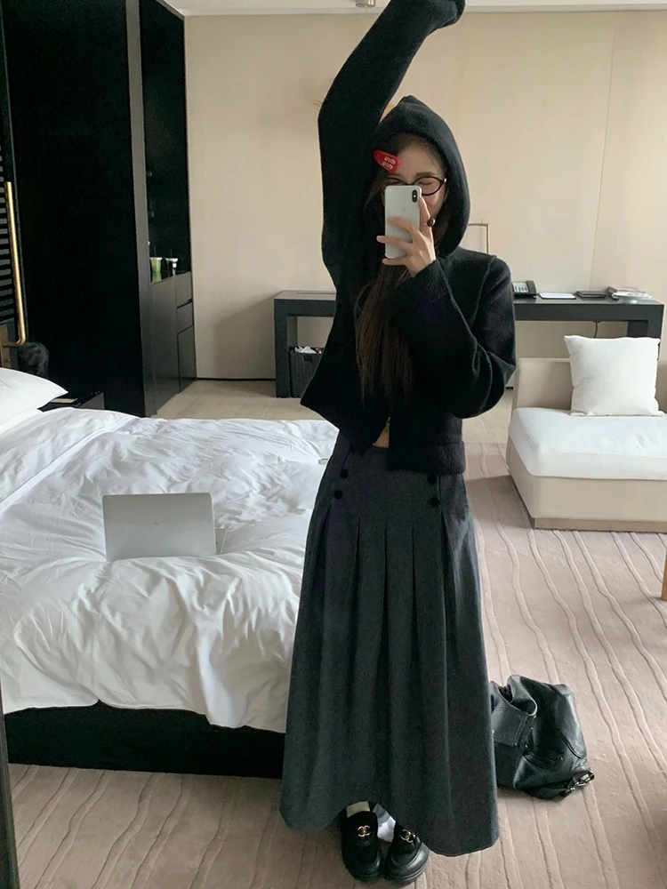 

Soolrok Polar Fce Hooded Open Cardigan Slim Fit Inner Wear ort Top Women's Commute Sle Korean Version Long Sve Zipper