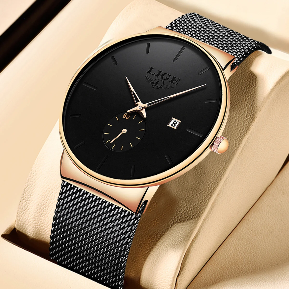 

LIGE Fashion Mens Watch Sports Business Men Wristsatches Quartz Stainless Steel Waterproof Man Watch Auto Date Male Clock Reloj