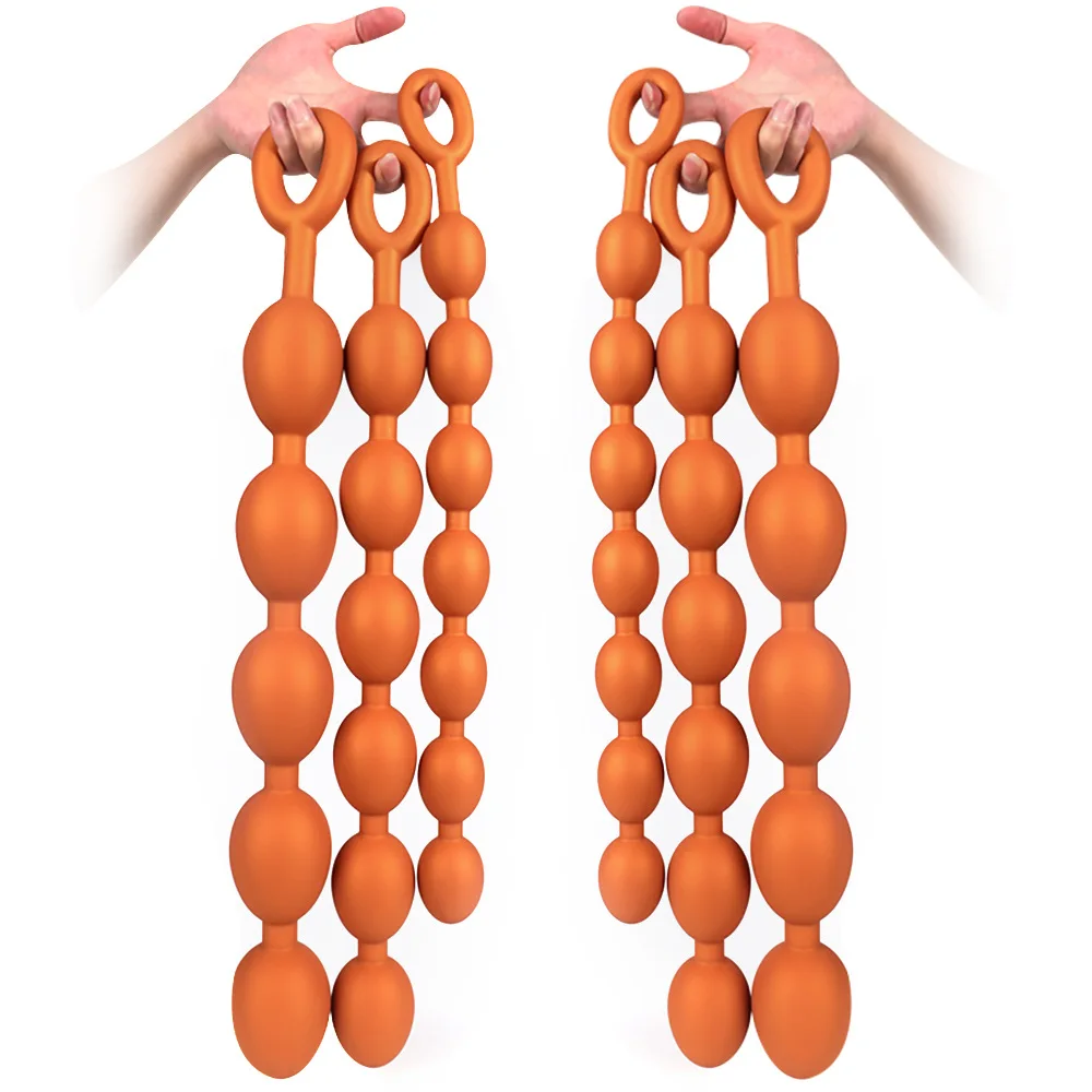 Eggs Shape Pull Beads Prostate Massage Long Deep Butt Anal Plug Liquid Medical Silicone Ovipositor Fun Sexual Toys For Men/Women