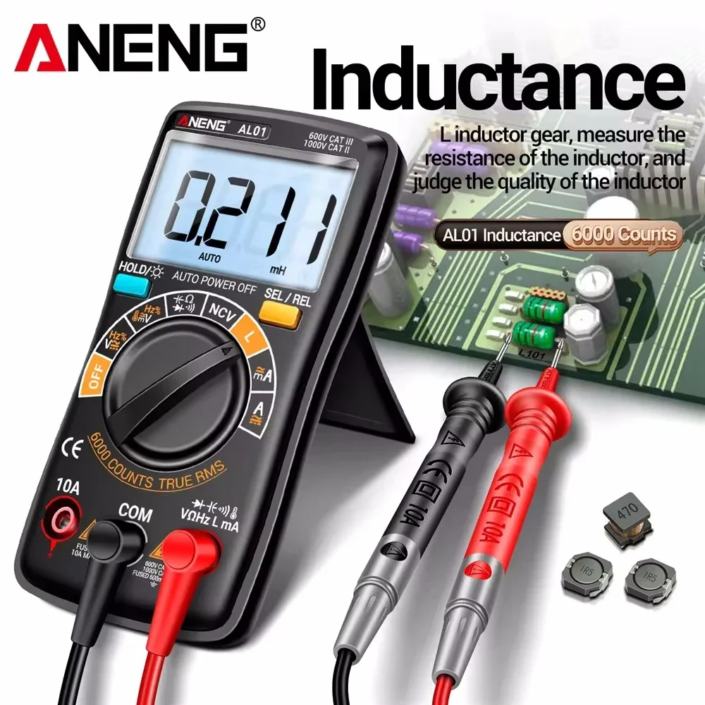 ANENG AL01 Inductance Digital Multimeter Count True-RMS AC/DC Voltage Meter Current Tester Professional Electrician Tools 6000