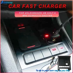 Car wireless charger Pad for Volkswagen Golf 6 MK6 Golf 5 Scirocco Sagitar 2008-2013 charging panel phone holder accessories