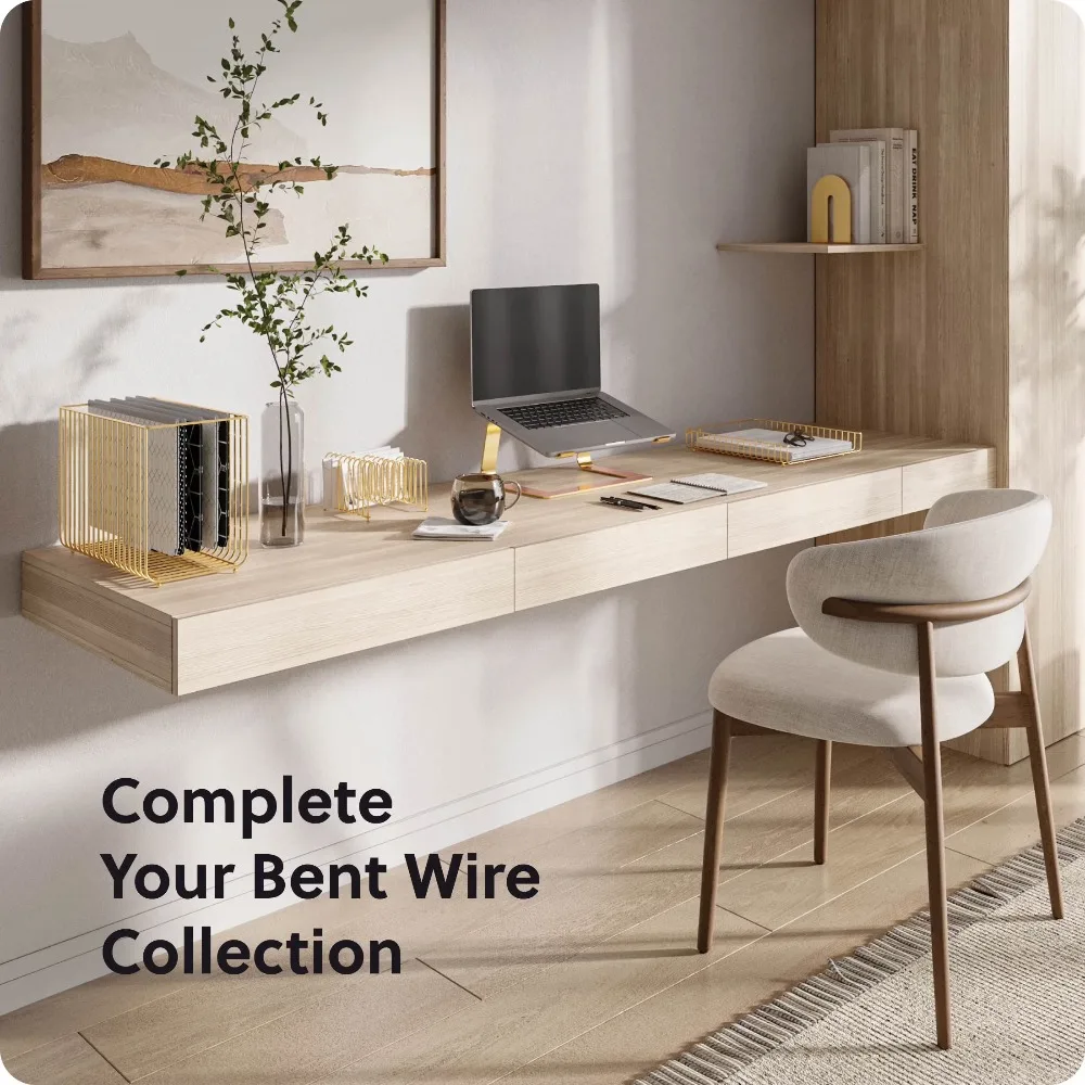 Bent Wire Desk Organizer Letter Sorter Tray Stationery Holder Office Supply for Paper Mail Documents Home Office Decor in Gold view 5