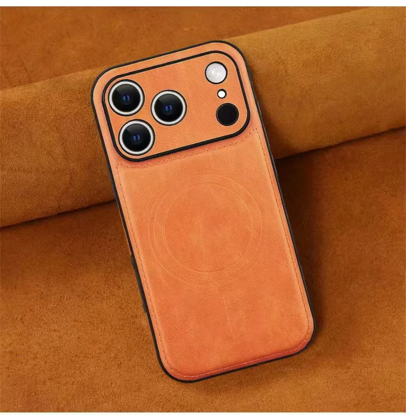 

Luxury High End Leather Magnetic Phone Case For iPhone 17 Air 12 13 14 15 16 17 Pro Max Plus Wireless Charging Shockproof Cover