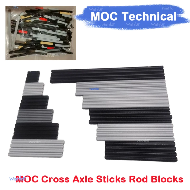 3706 4519 Technical Parts Building Blocks Cross Axle Stick Rod Accessory Bricks for legoeds MOC Robotics RC Vehicle DIY Toy