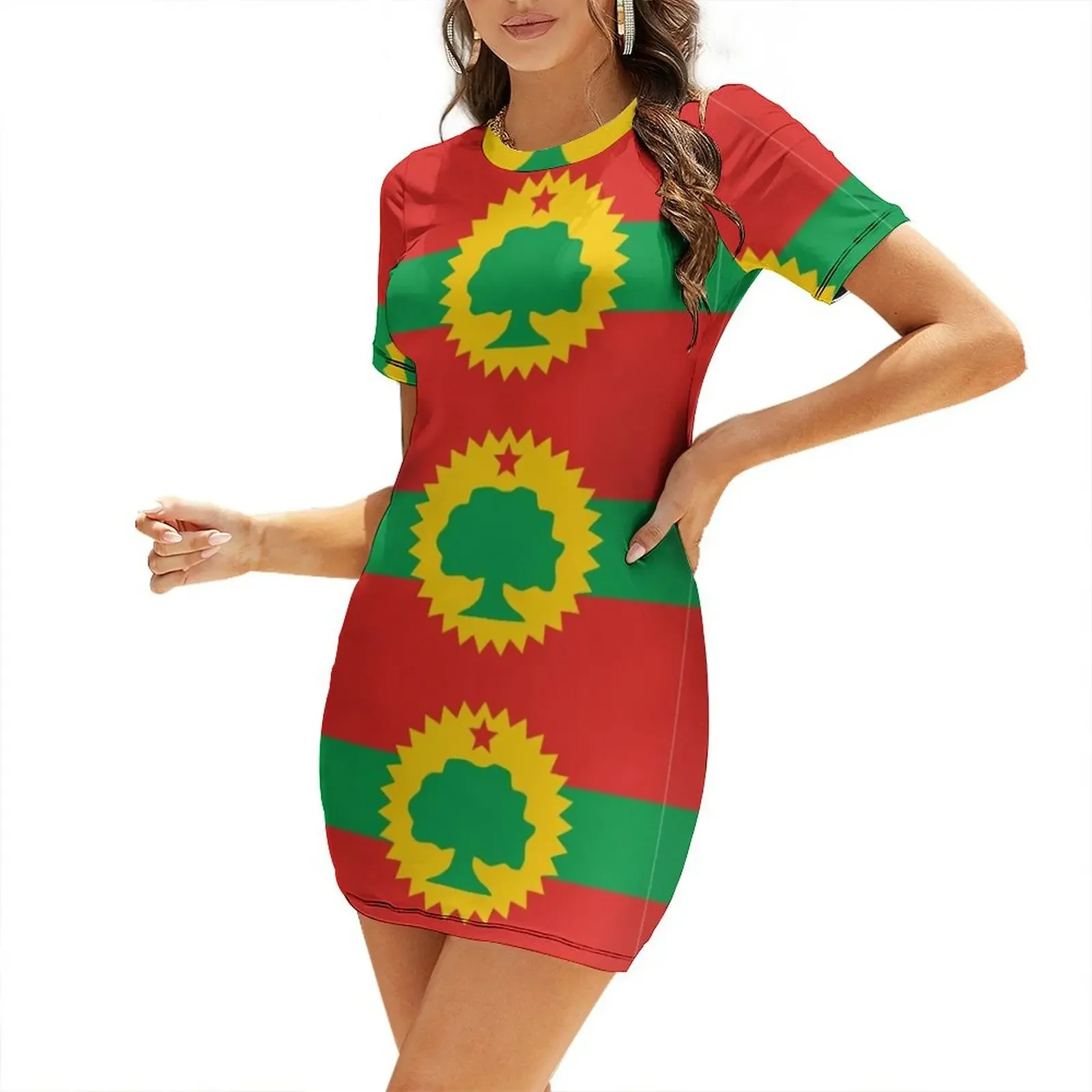 

Flag of the Oromo People (Oromoo) Short-Sleeved Dress summer woman dress 2025 Dress
