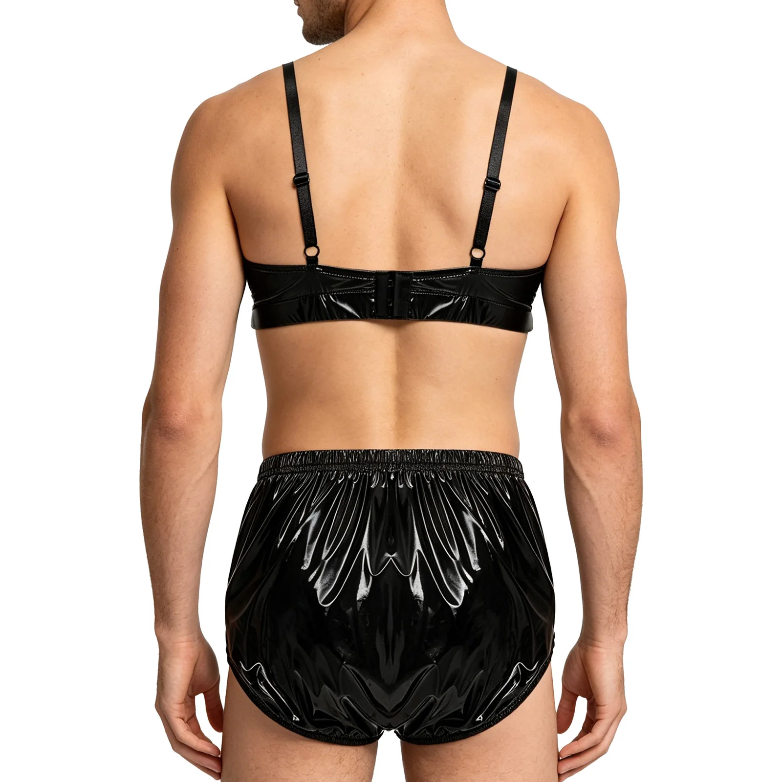 Herren-Badeanzug, zweiteilige Badebekleidung, wasserdichter Badeanzug, verstellbare Träger, Singlets, Crop-Top und Badehose mit elastischem Band – Detail 13