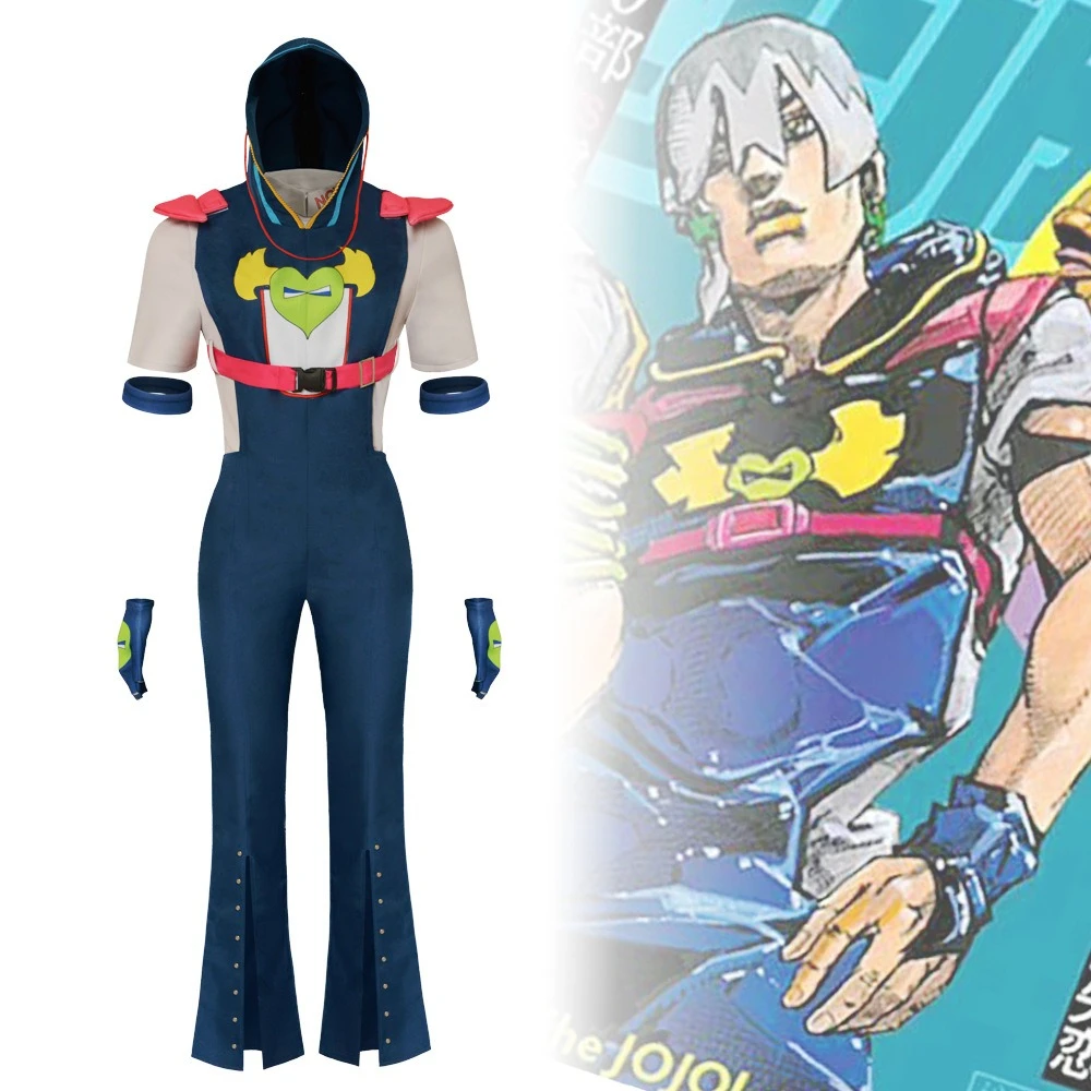 

Jodio Joestar Cosplay Costume Anime JoJo Bizarre Adventure Full Set Jumpsuit Uniform Men Halloween Carnival Party Outfit