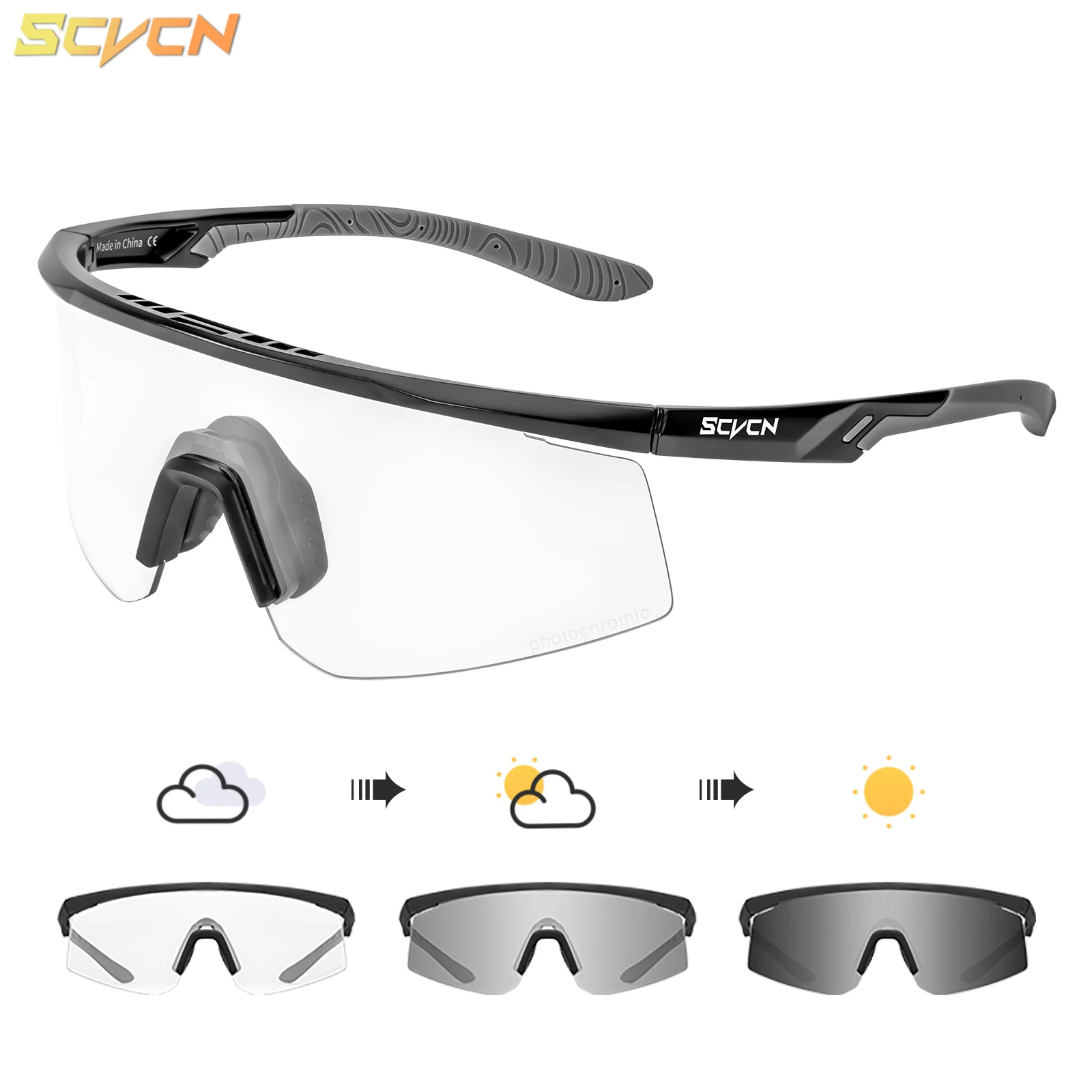 SCVCN Photochromic Bike Sunglasses Cycling Glasses Bicycle Glasses Sports Men's MTB Road Eyewear Protection Goggles UV400 2024