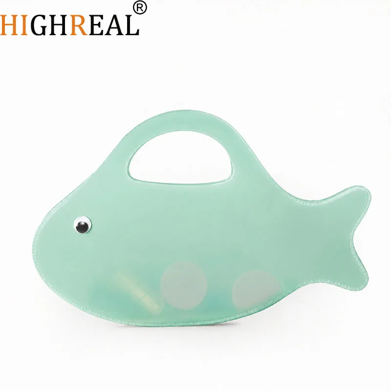 Cute Little Fish Shape Jelly Handbag Transparent PVC Cartoon Macaron Color Party Bag Creative Summer Weaving Vacation Beach Bag
