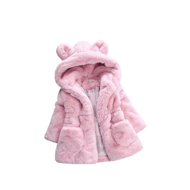 

Winter Girls Plus Velvet Cold Coats Cotton Thickened Fur Kids Jacket Fleece Cute Rabbit Ears Baby Hooded Sweater Snowsuit 2-8yrs