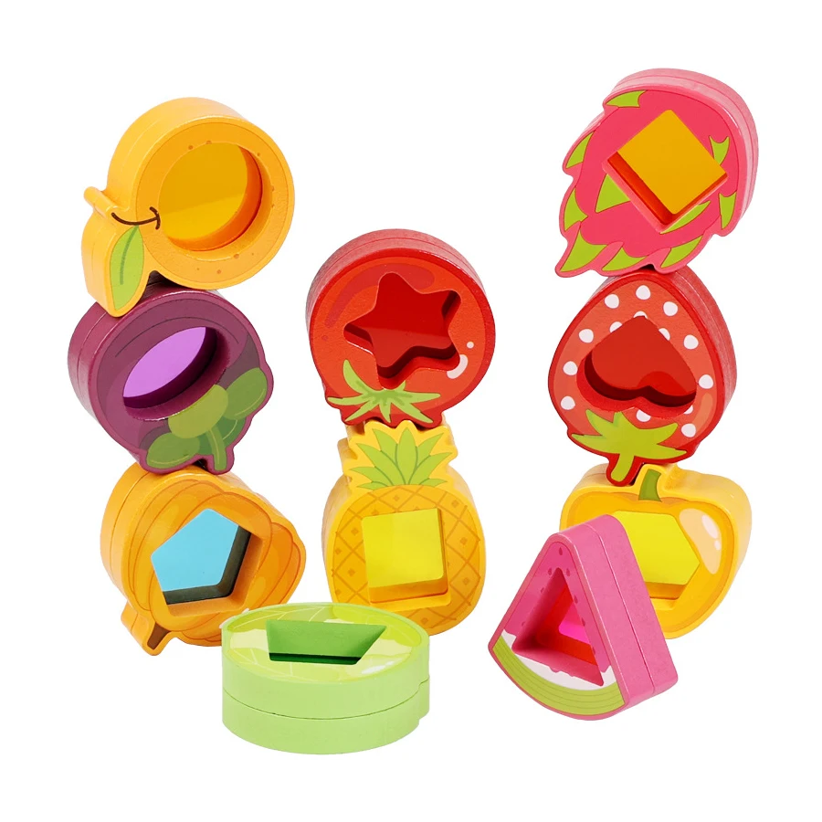 "Montessori jouets en bois pour enfants tri en bois jouets empilables pour bébés tout-petits forme éducative couleur fruits cadeaux pour enfants d'âge préscolaire