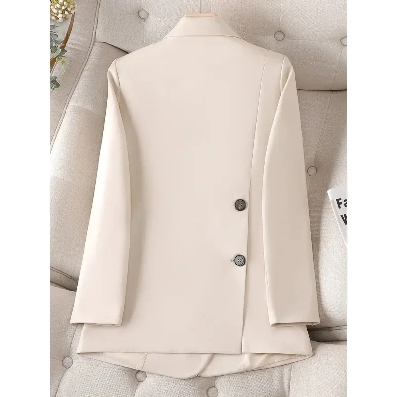 New Arrival Casual Ladies Blazer Women Coffee Beige Black Female Long Sleeve Solid Loose Jacket Coat