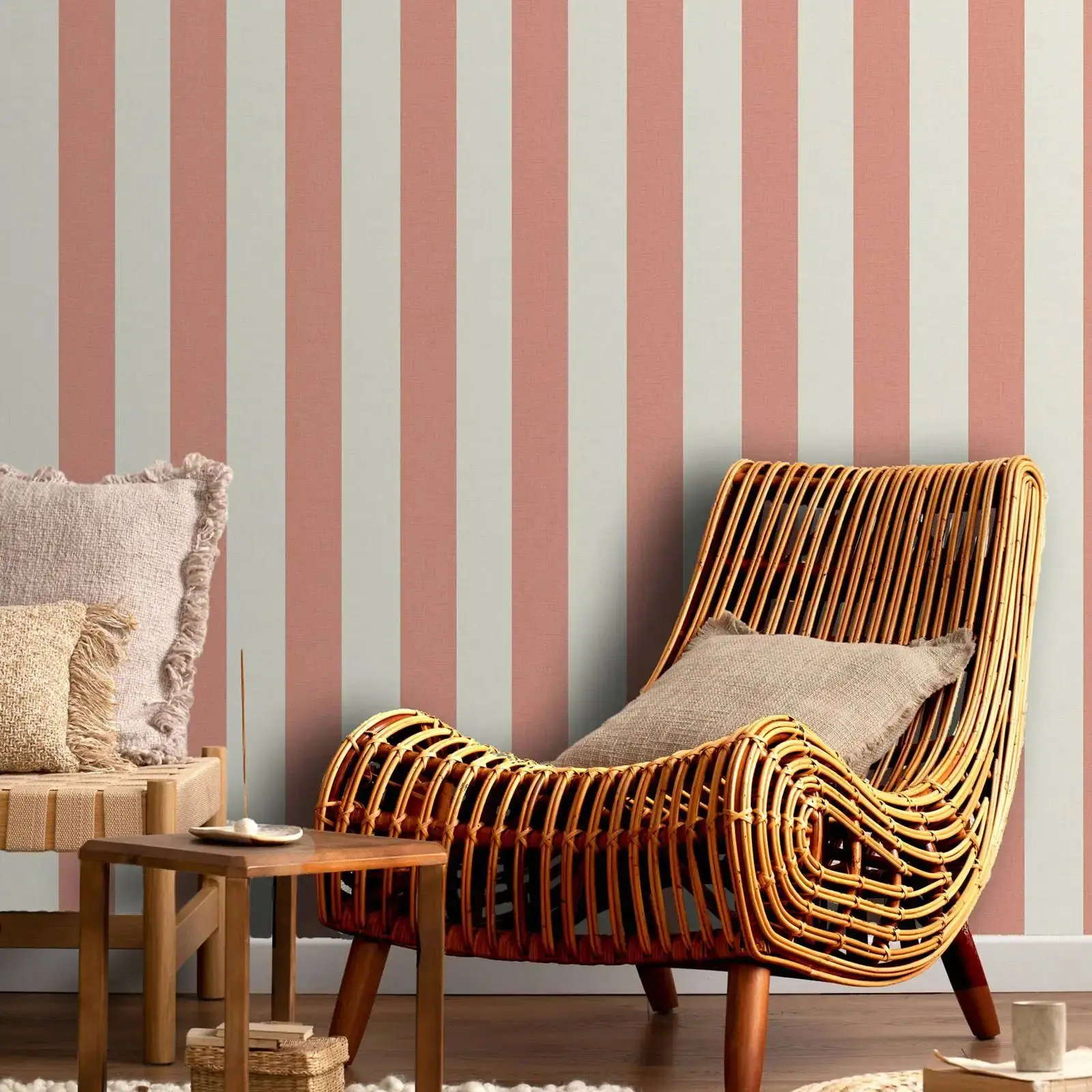 ورق حائط هندسي قابل للتقشير واللصق، ورق حائط بنمط شريطي لتزيين غرفة المعيشة/غرفة النوم. لون وحجم مخصص، خطوط