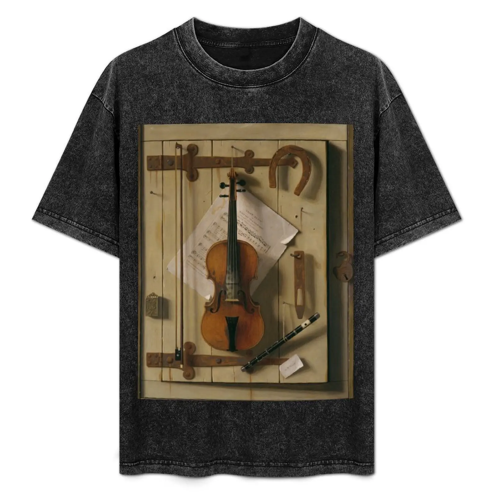 William Michael Harnett-naturaleza muerta violín y música camiseta camisetas camiseta gráfica nueva edición cosas baratas Camiseta de algodón para hombre