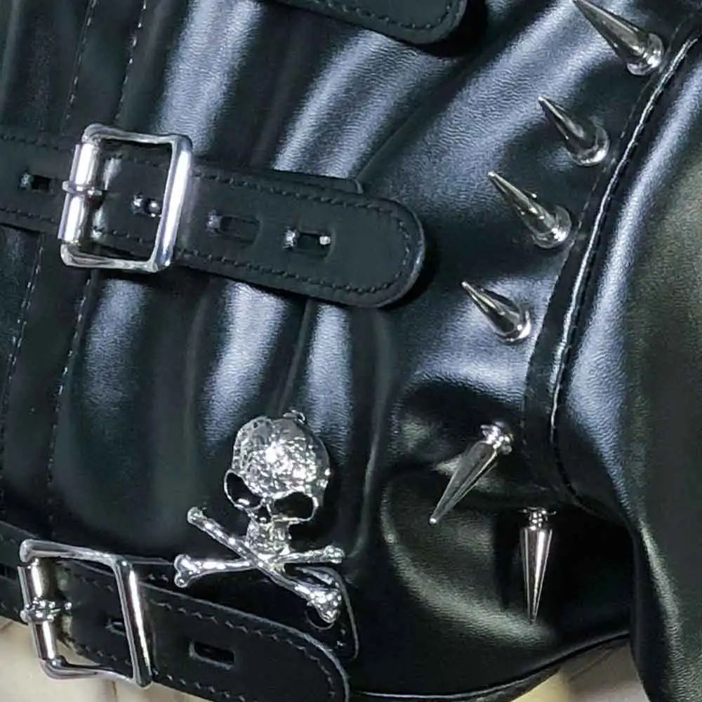 

Футболка с длинными рукавами в стиле Y2K с черепами, панк-рок, с заклепками, экологичная, кавайная, DIY, гранж, для подростков, готическая, эмо, хараджуку, фейри-гот, для E-Girls