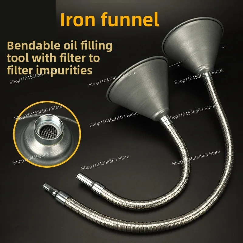 Car Motorcycle Iron Universal Funnel Gas oline Engine Diesel Fuel Refueling Funnel with Filter