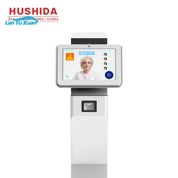 

HUSHIDA 13.3 Inch face recognition thermometer thermal camera kiosk with temperature