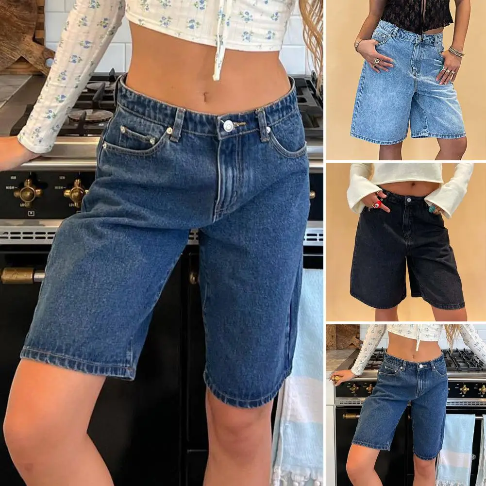 Shorts de Mezclilla Casuales para Mujer, Elásticos, Ajustados, de Longitud Media, Jeans Sólidos de Verano, Pantalones de Moda, Shorts de Mezclilla para Mujer, Ropa Mujer