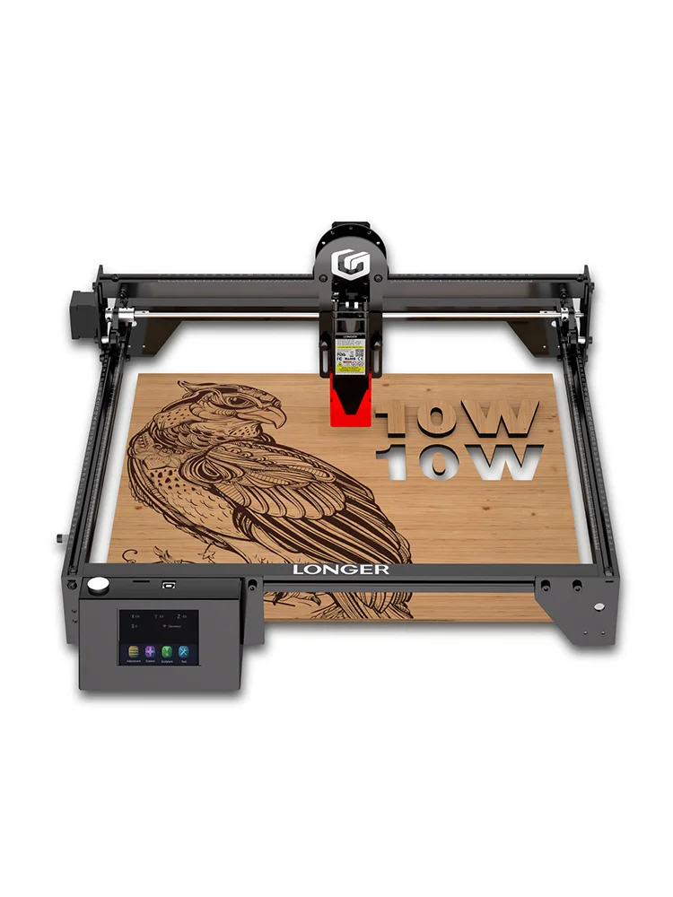 LONGER RAY5 10W Lasergraviergerät, 0,06 x 0,06 mm Laserpunkt, 400 x 400 mm Arbeitsbereich, 32-Bit-Chip, Touchscreen, Offline-Gravur, Laserschneider für Holz, Acryl, Leder & Metall