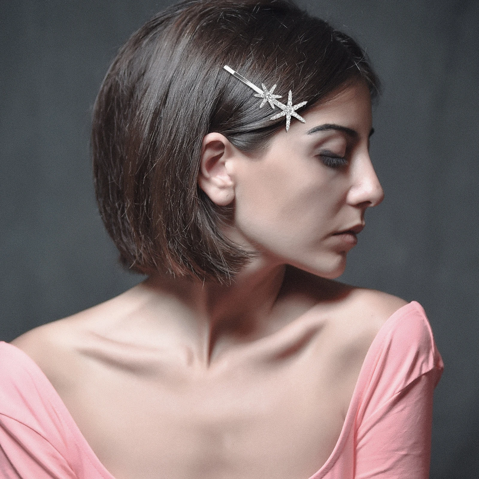 

2 Pcs Rhinestone Hair Clip Set Barrettes Cute Clips Metal Glitter Rhinestones French Plating for Girls