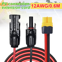 0.6/1.5/3M 12AWG Connector Wire XT60 Female Adapter to Solar Panel Connection Charging Cable For Portable Solar Generator