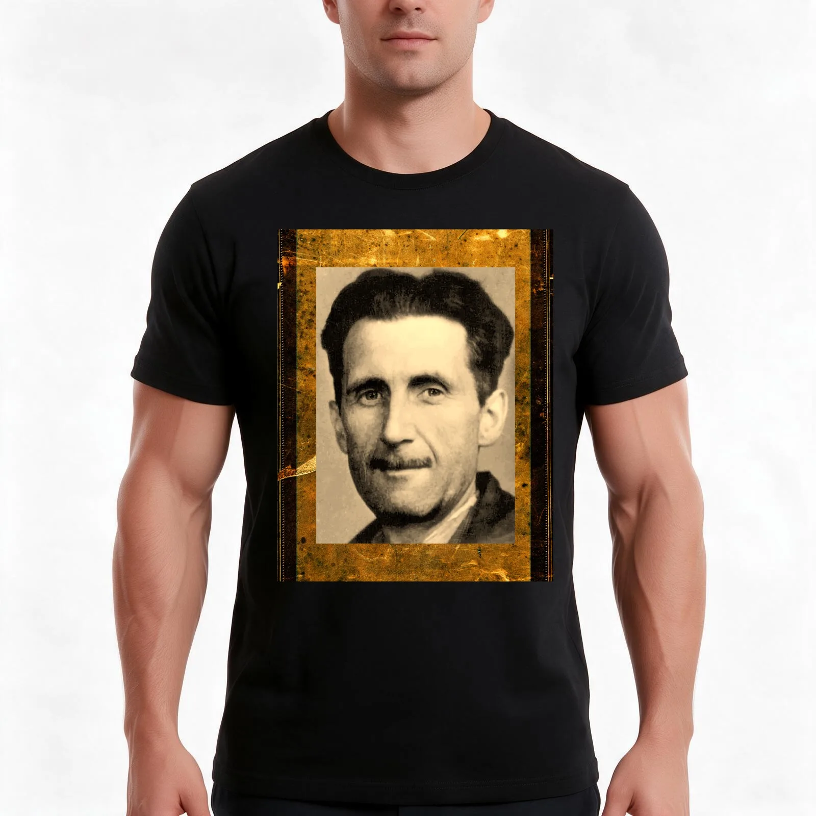 George Orwell Famous Author Vintage Portrait Public Domain Images Design T-Shirt Summer Casual Cotton Tee Unisex Men Women