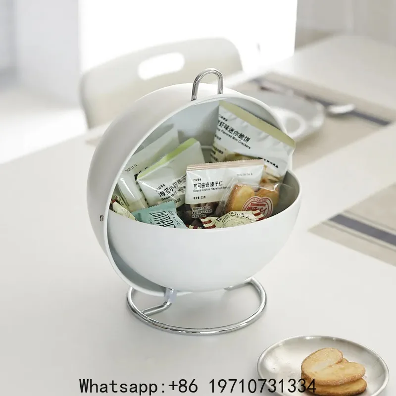 

Entryway sunglasses key ball shape metal storage racks Covered snack candy container capsule coffee tea dustproof organization