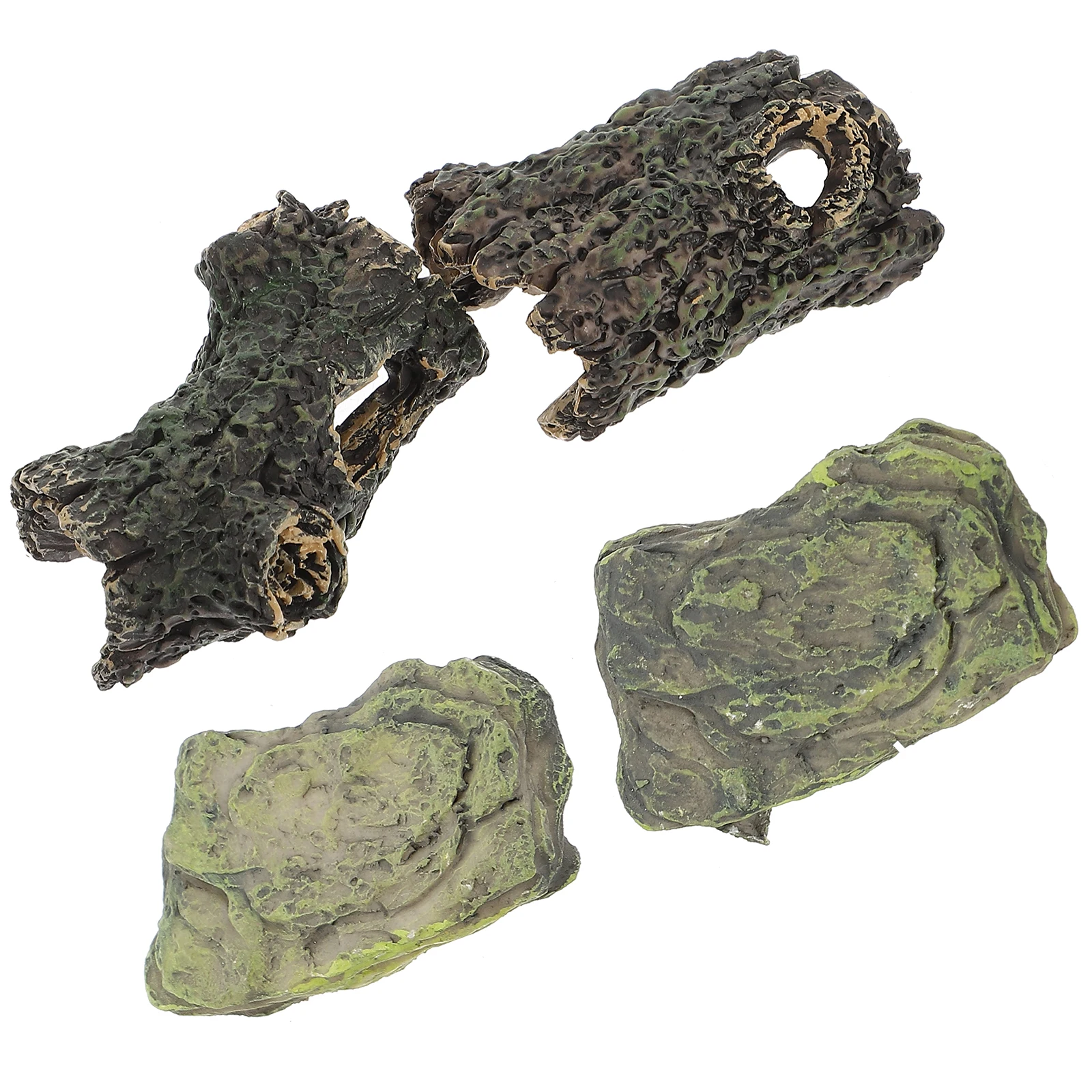 

4 Pcs Mini Stone Model Resin Tree Bark Decor Micro Scene Bonsai Garden Ornaments Lightweight Reusable Dollhouse Accessories