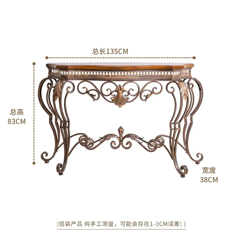 

Американский входной ретро стол, кованый столик для хранения в фойе, Европейский полукруглый входной стол из массива дерева с маленькими полосками