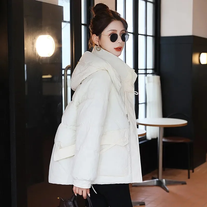 2025 nouvelle veste d'hiver à capuche épais vers le bas coton rembourré femme veste courte bouffante manteau mince chaud femmes Parkas vêtements d'extérieur