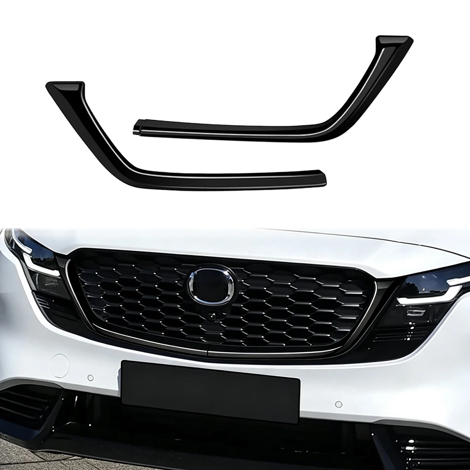Image of Autozubehör für Mazda CX-5 CX5 2026 ABS Glänzend Schwarz Frontgrill-Einsätze Abdeckung Zierleisten Außen-Grill-Dekorstreifen
